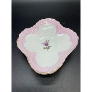 Vintage Small Floral Trinket‎ Dish VICTORIA CARLSBAD AUSTRIA Lilac gold edged